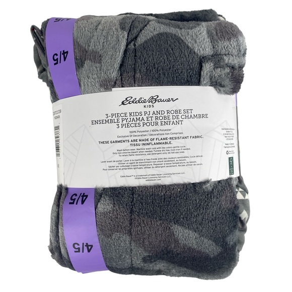 Eddie Bauer Kids 3 Piece PJ and Robe Set Size 4/5 NEW - Picture 4 of 8